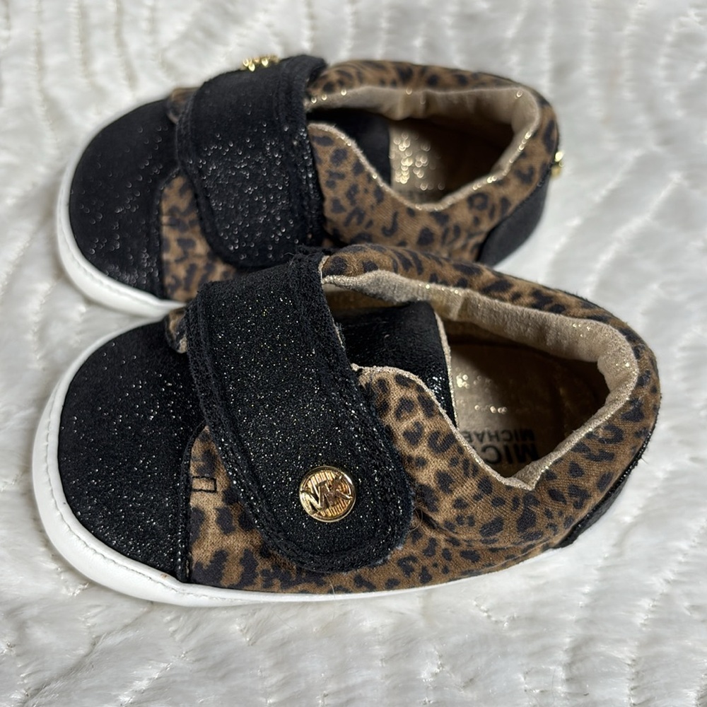 Micheal Kors Black and Leopard Infant baby Shoes - Size 4